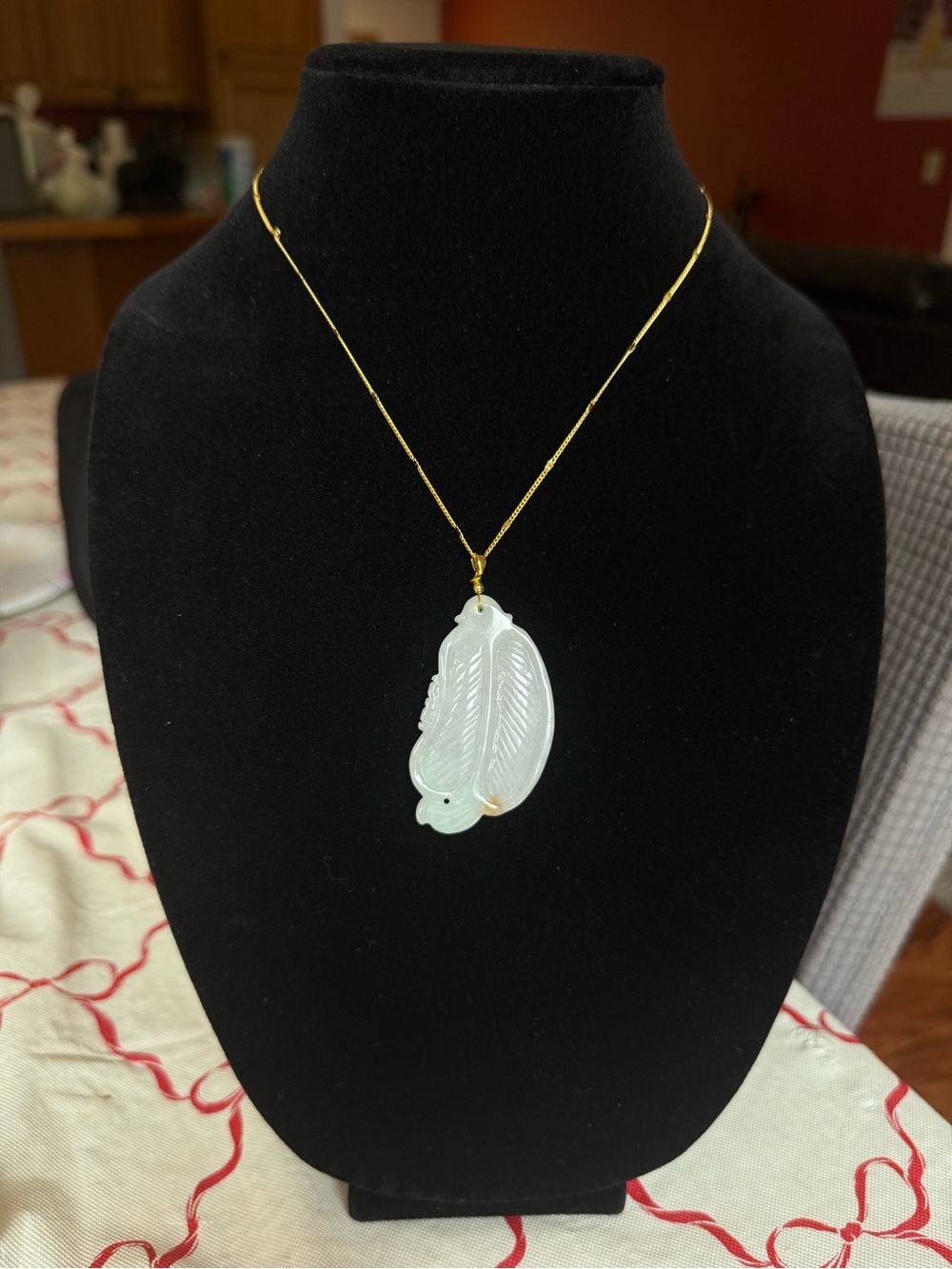 “New Beginnings” Carved Jade Leaf Necklace